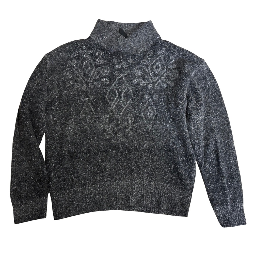 Vintage 80s small I.B. Diffusion Silk & Angora Blend Sweater raised Diamond Gray